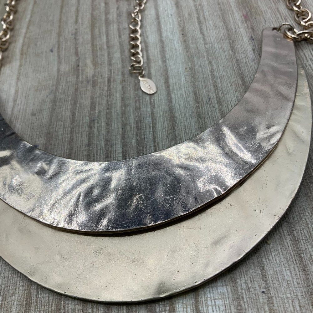 ALDO Metal Gold Tone Double Half Moon Collar Necklace